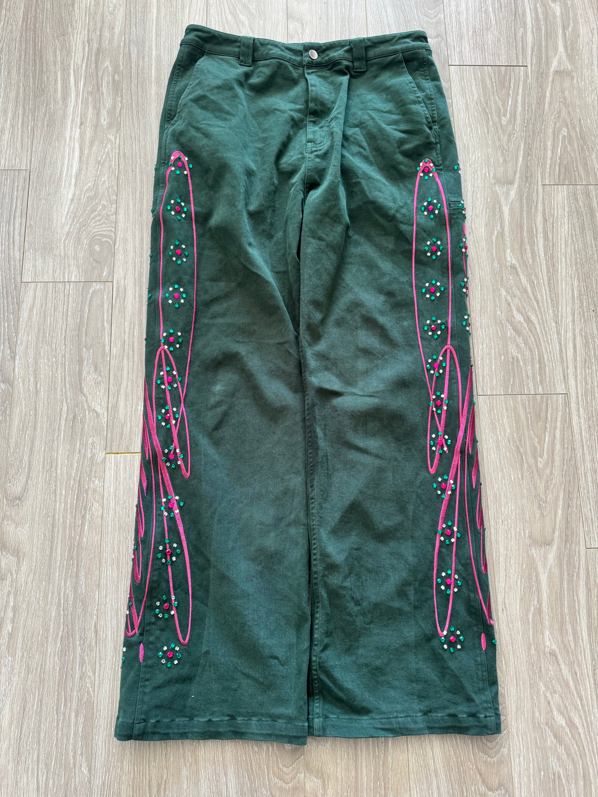 LUNI “BARCA” DARK GREEN CARGO JEANS